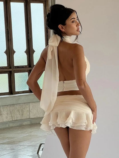 Sexy Ruffle Skirt Two Piece Set