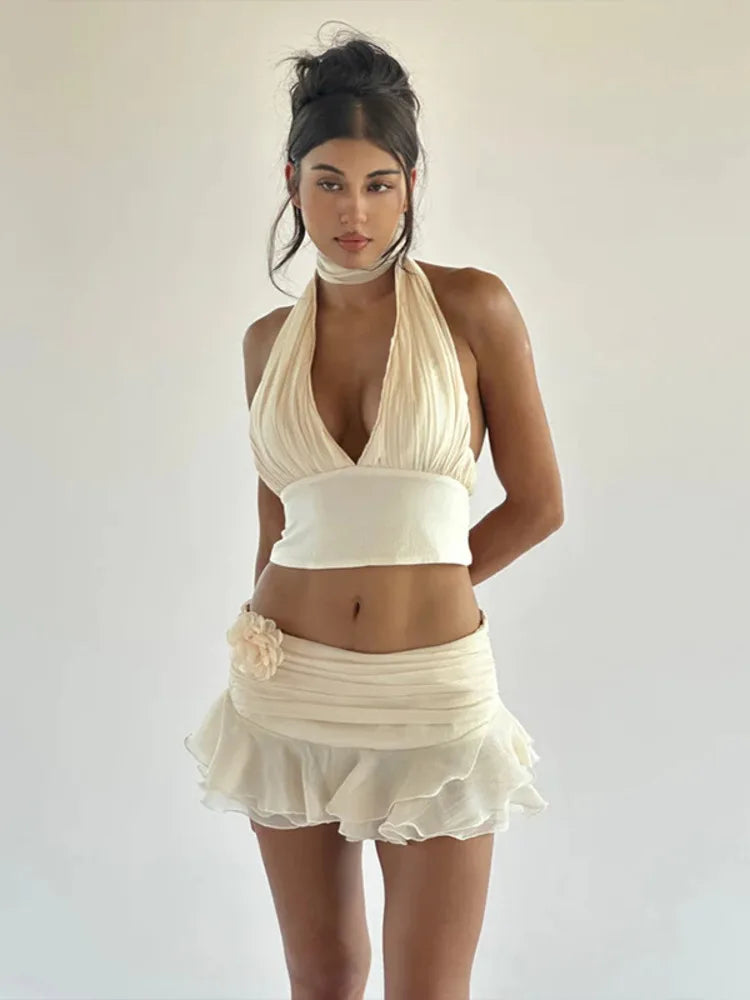 Sexy Ruffle Skirt Two Piece Set