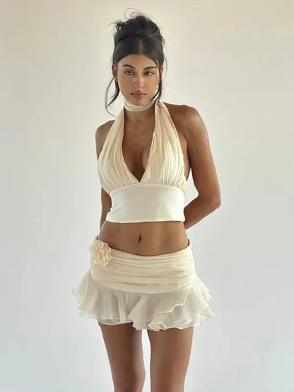 Sexy Ruffle Skirt Two Piece Set